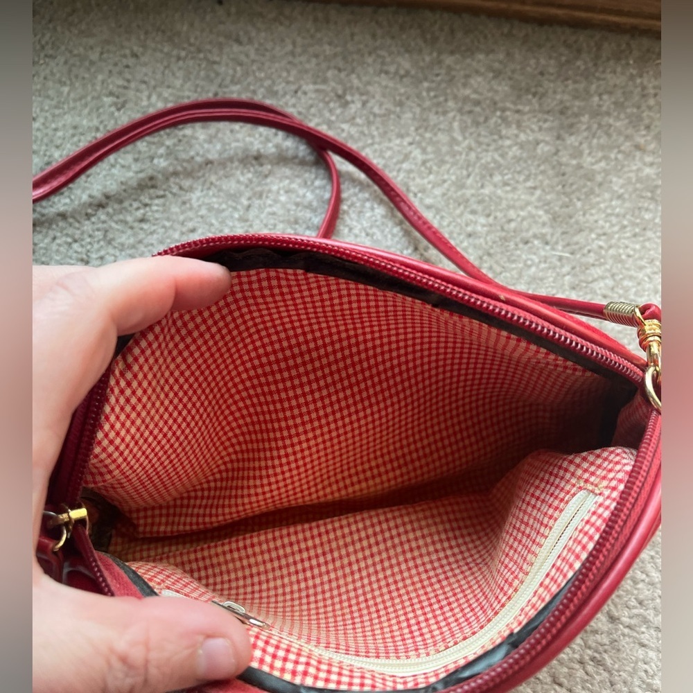 Women’s Small Cherry Red “I Can Never Have Enough” Embroidered Shoulder Bag - Picture 4 of 9